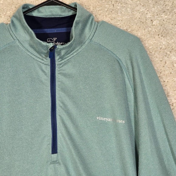 Vineyard Vines‎ Mens Shirt XL Green Sankaty Quarter-Zip Pullover Performance - Picture 3 of 13